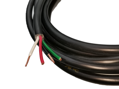 Phelps Dodge royal cord 0.75mm 4 core electrical wire with black outer insulation and exposed colored copper wires