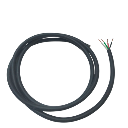 Phelps Dodge royal cord 0.75mm 4 core insulated wire with exposed copper ends coiled on black background