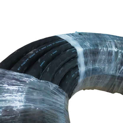 Coiled Phelps Dodge Royal Cord 8.0mm 4C electrical wire wrapped in clear plastic packaging