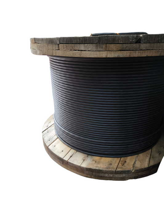 Phelps Dodge Royal Cord AWG 22mm 3 core black electrical wire spool on wooden reel