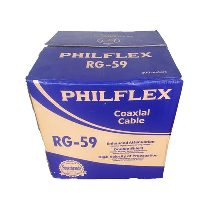 Philflex RG59 coaxial cable 150 meters box with double shield and high velocity of propagation features