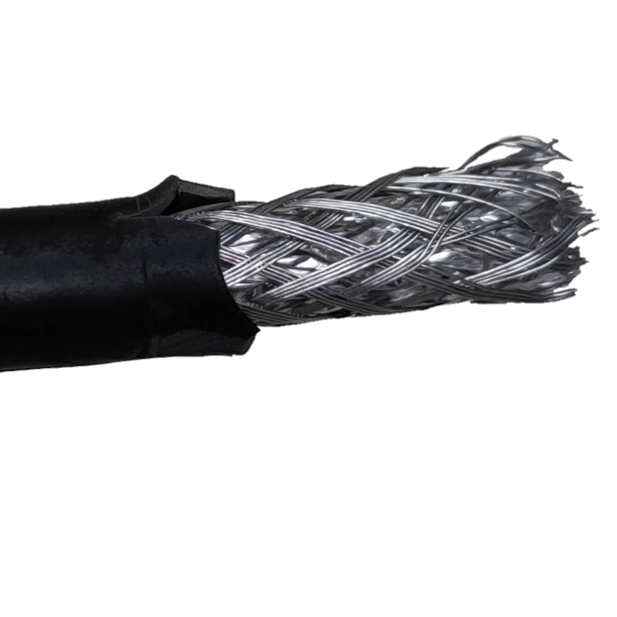 Philflex RG6 coaxial cable black wire showing braided shield and protective outer layer
