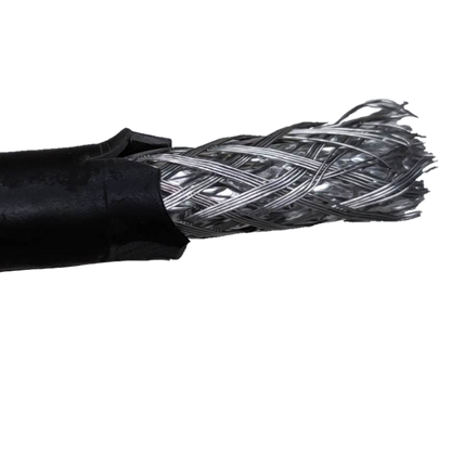 Philflex RG6 coaxial cable black wire showing braided shield and protective outer layer