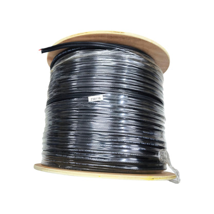 Philflex RG6 Siamese cable for CCTV on a wooden spool, ideal for surveillance systems
