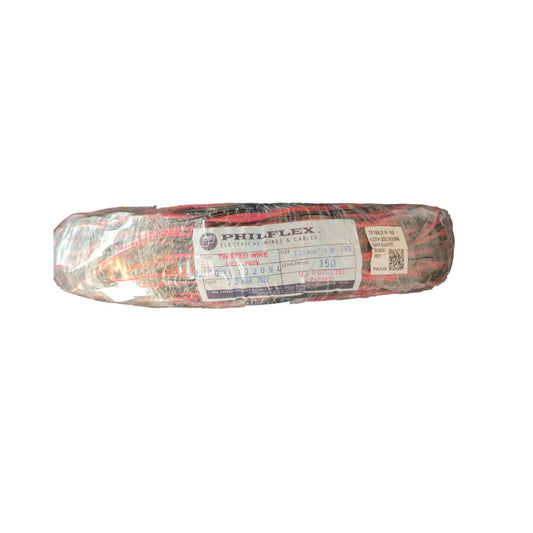 Philflex TF Wire AWG 16/2 (1.25mm/2) Stranded (Hook Up Wire/Thermoplastic Fixture Wire) Red/Black Twisted Wire 150 Meters Per Roll