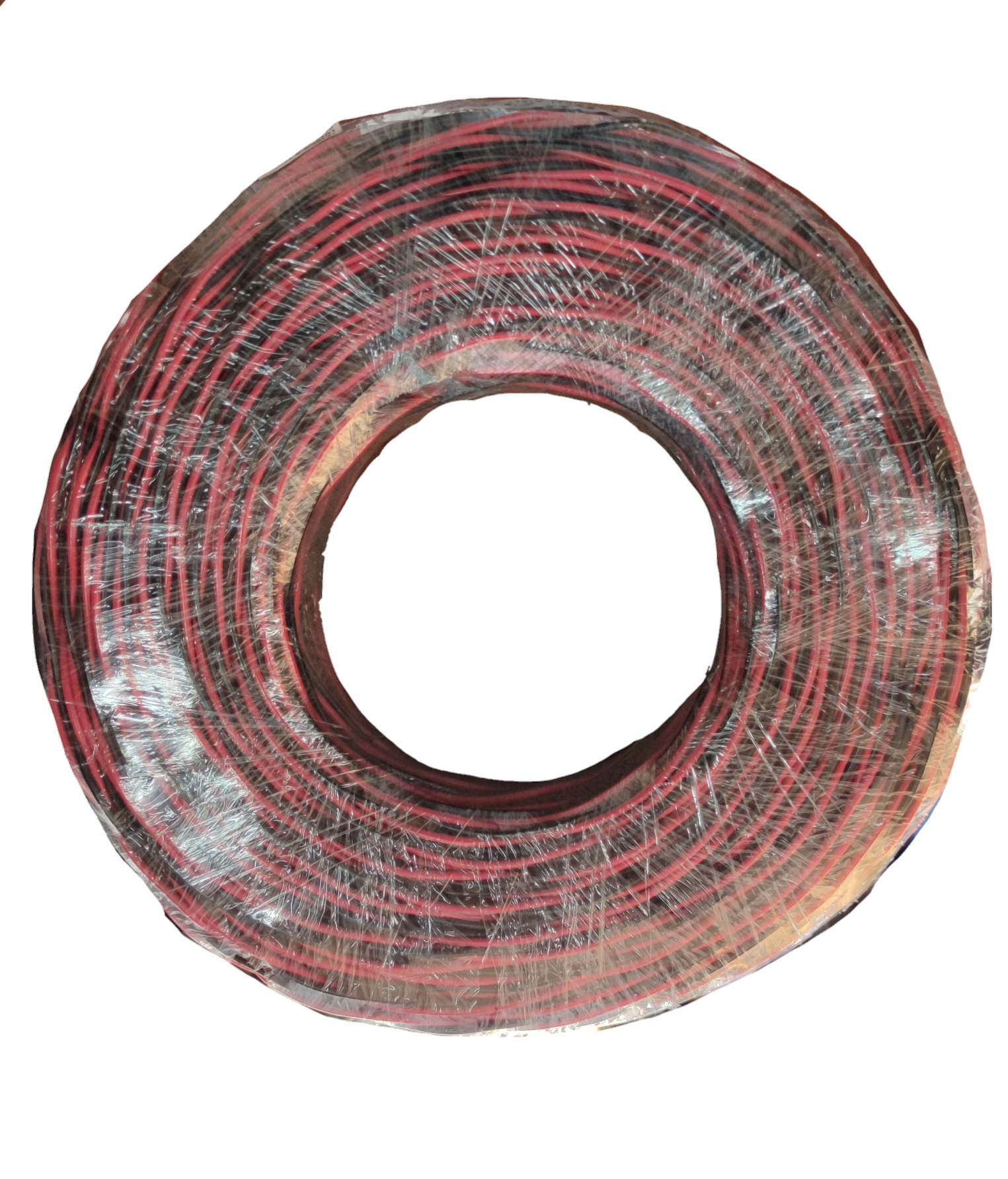 Philflex roll of red and black lamp wire wrapped in plastic stranded thermoplastic fixture wire for lighting