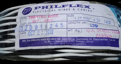 Philflex TF Wire AWG 16 Twisted in a bundle for electrical wiring applications, marked with inspection details