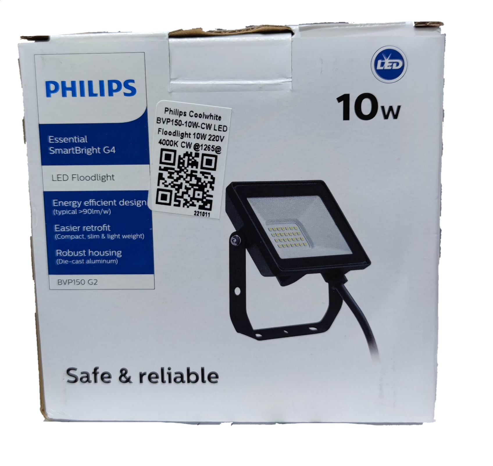 Philips 10W LED Flood Light 220V Neutral in a compact design with a robust housing for outdoor use