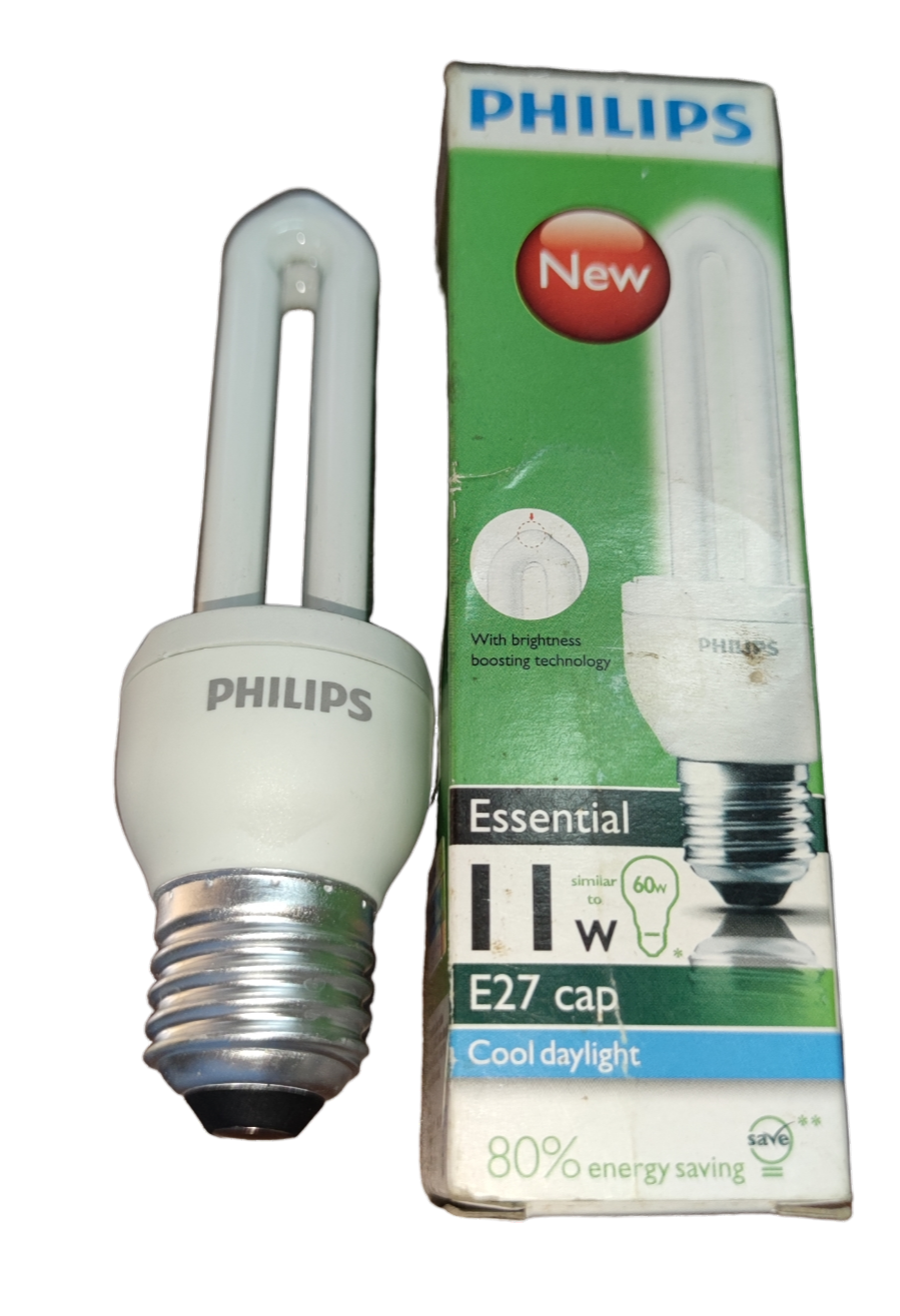 Philips 11W CFL Bulb E27 Daylight 6500K compact fluorescent bulb with energy saving packaging