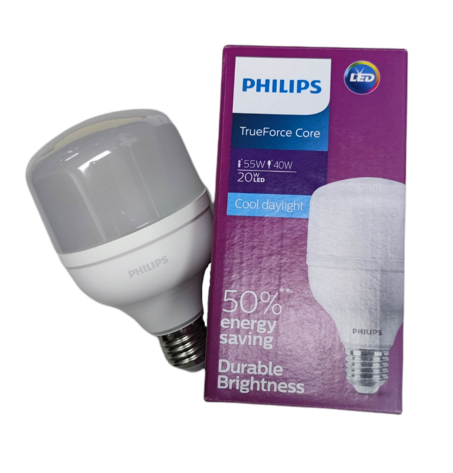 Philips 20W True Force 220V Daylight E27 LED bulb with energy-saving features and durable brightness