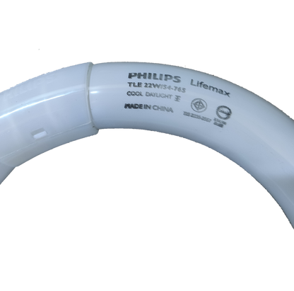 Philips Lifemax fluorescent 22W Circular Tube Daylight 6500K close up of circular tube label