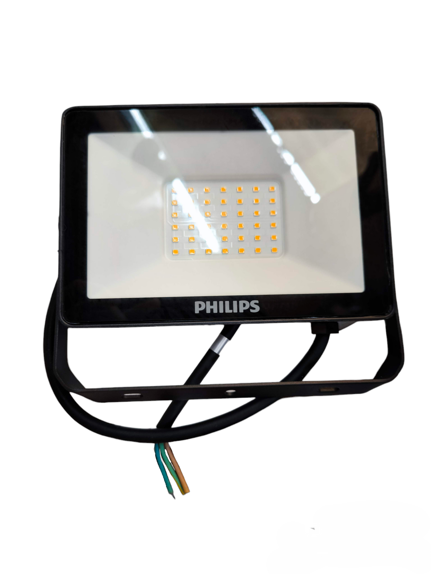 Philips 30W outdoor LED floodlight 220V with black frame and multiple LED bulbs for outdoor lighting