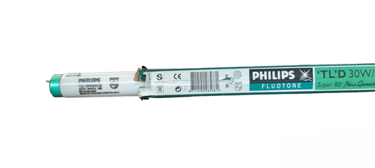 Philips 30W T-8 Fluorescent Tube compact fluorescent bulb with green label and energy-efficient design