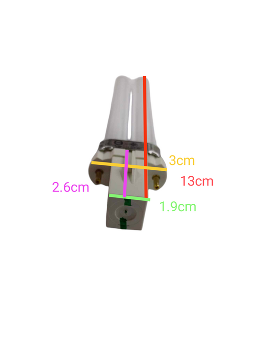 Philips 7W Pinlight Daylight G23 Socket compact fluorescent bulb with measurement details