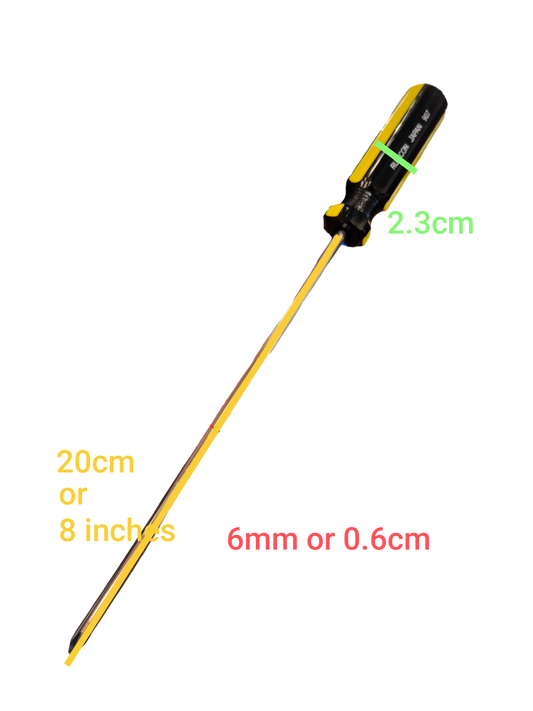 Rubicon Philips Head Screw Driver 907 200mm-6mm with yellow shaft and black handle