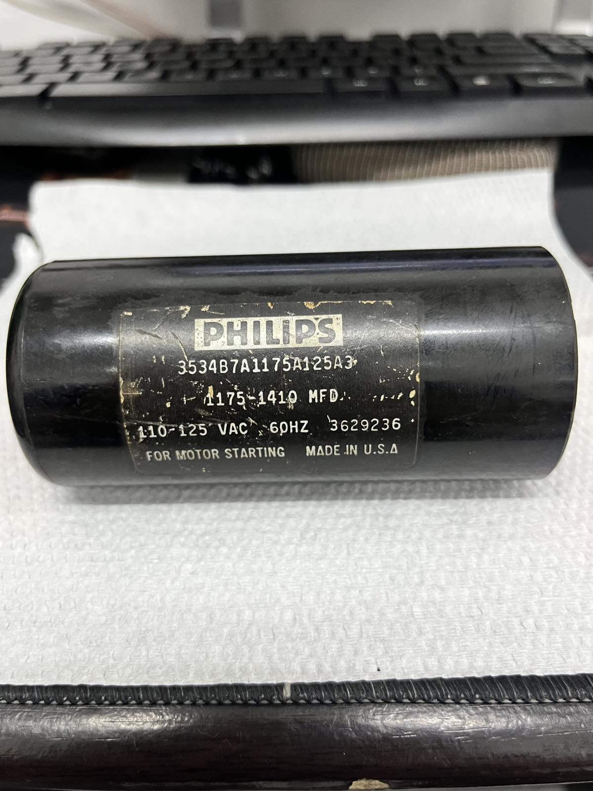 Philips electrical starting capacitor 1175-1410MFD for motor starting with voltage 110-125 VAC