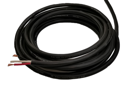 Phelps Dodge 3 core 5.5mm royal cord black electrical wire with exposed copper ends coiled neatly