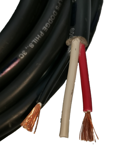 Phelps Dodge 3 core 5.5mm royal cord with black outer insulation and exposed copper wire ends