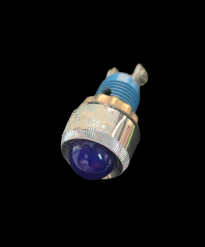 Pilot Lamp Fixture E10 14mm with blue lens and metal housing for work and safety lights