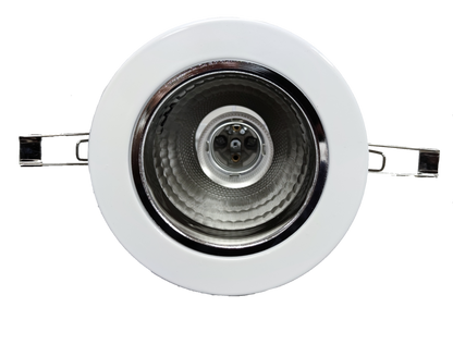 Biglite Pinlight Fixture E27 White Border recessed ceiling light with silver reflector and mounting clips
