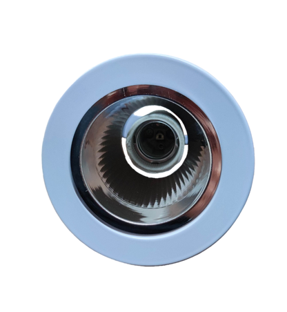 Biglite Pinlight Fixture E27 White Border recessed ceiling downlight with reflective silver interior and visible E27 socket