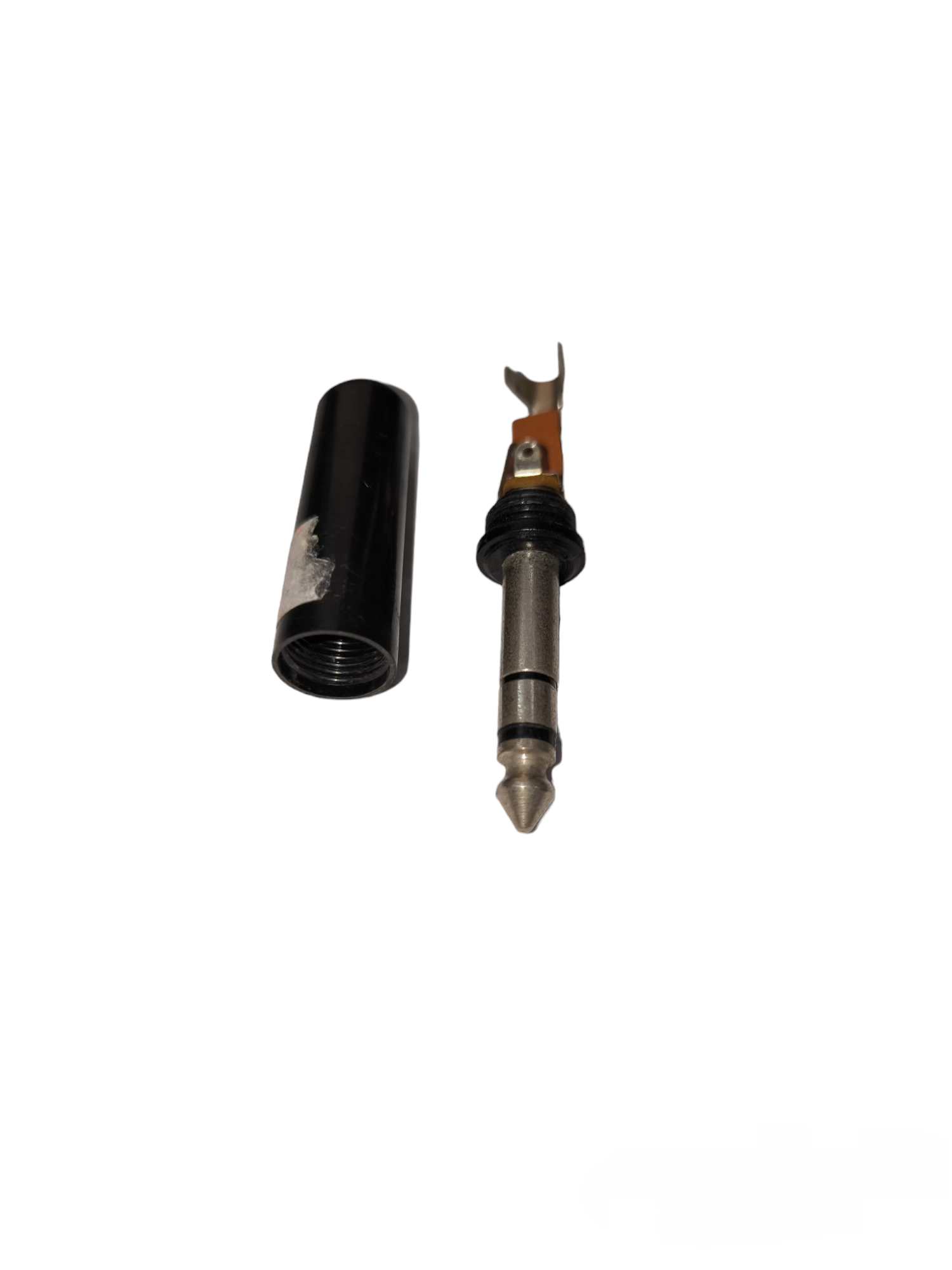 PL-55 Stereo Plug with Plastic Handle microphone accessory with black plastic cover detached