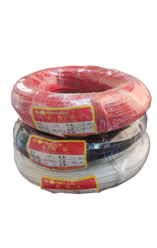 1.0mm silicon wire high temperature red black white coils packaged spools for electronics