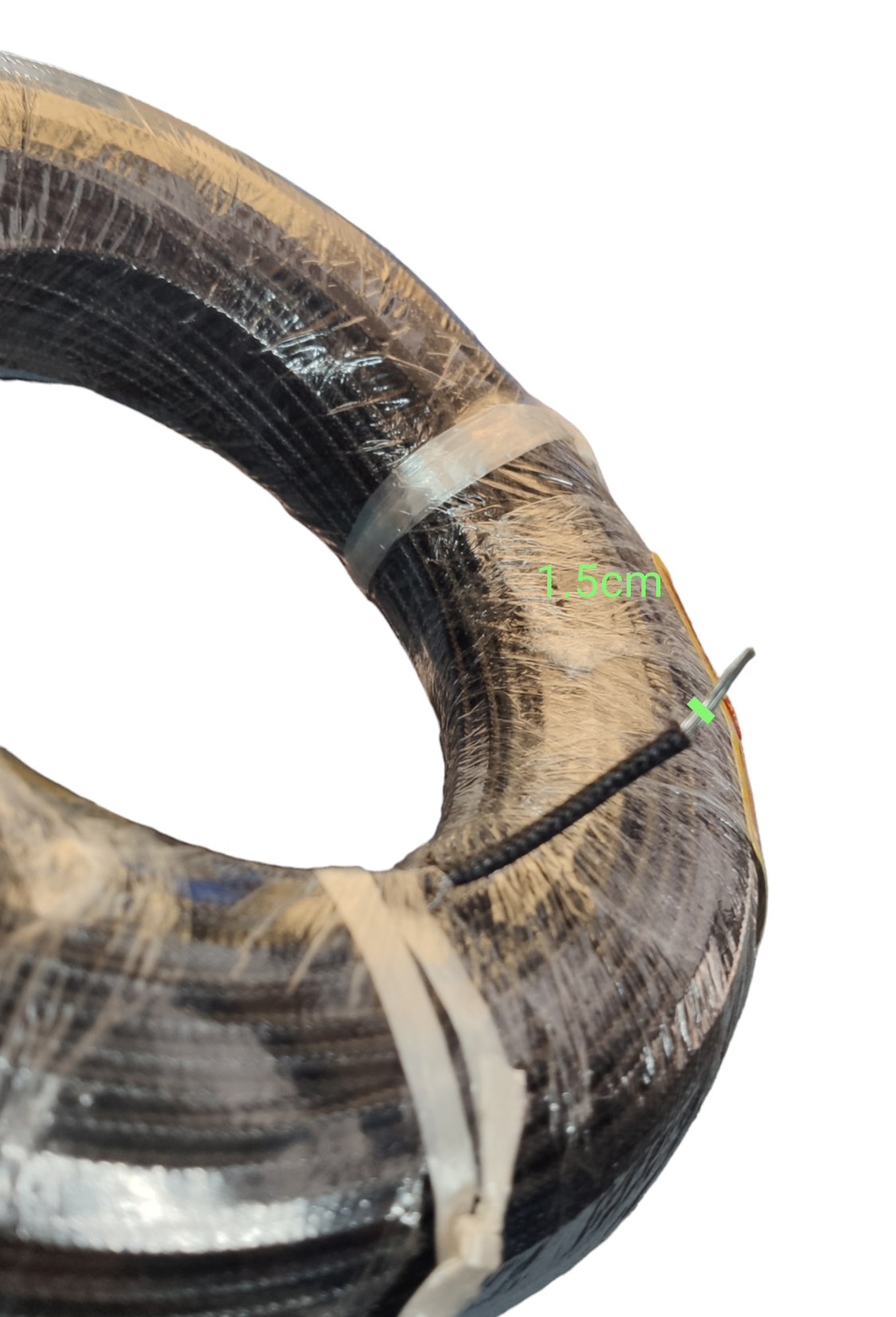 Grippes Silicon Wire 1.50 mm Fiberglass Cable coiled black silicone lead wrapped in plastic with exposed end