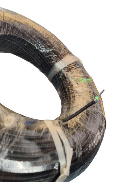 Grippes Silicon Wire 1.50 mm Fiberglass Cable coiled black silicone lead wrapped in plastic with exposed end