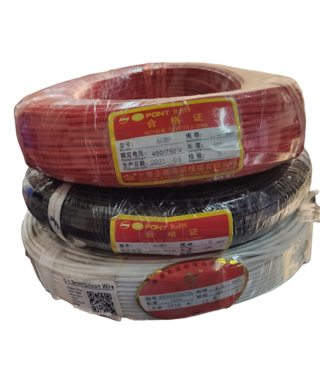 Grippes coiled red black and white wires Silicon Wire 1.50 mm Fiberglass Cable for electronics wiring and probes