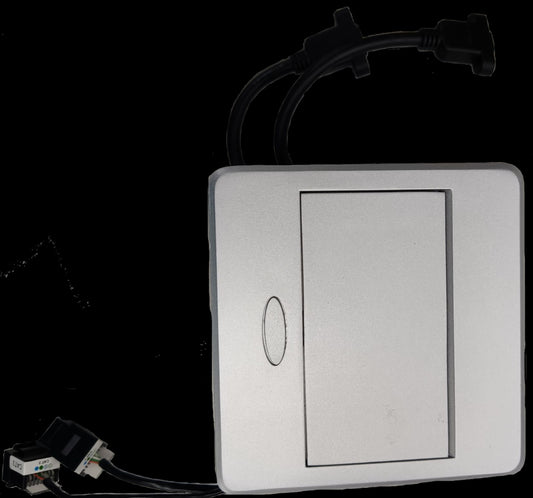 Grippes pop up telephone HDMI outlet with integrated cables for easy connectivity in workspaces