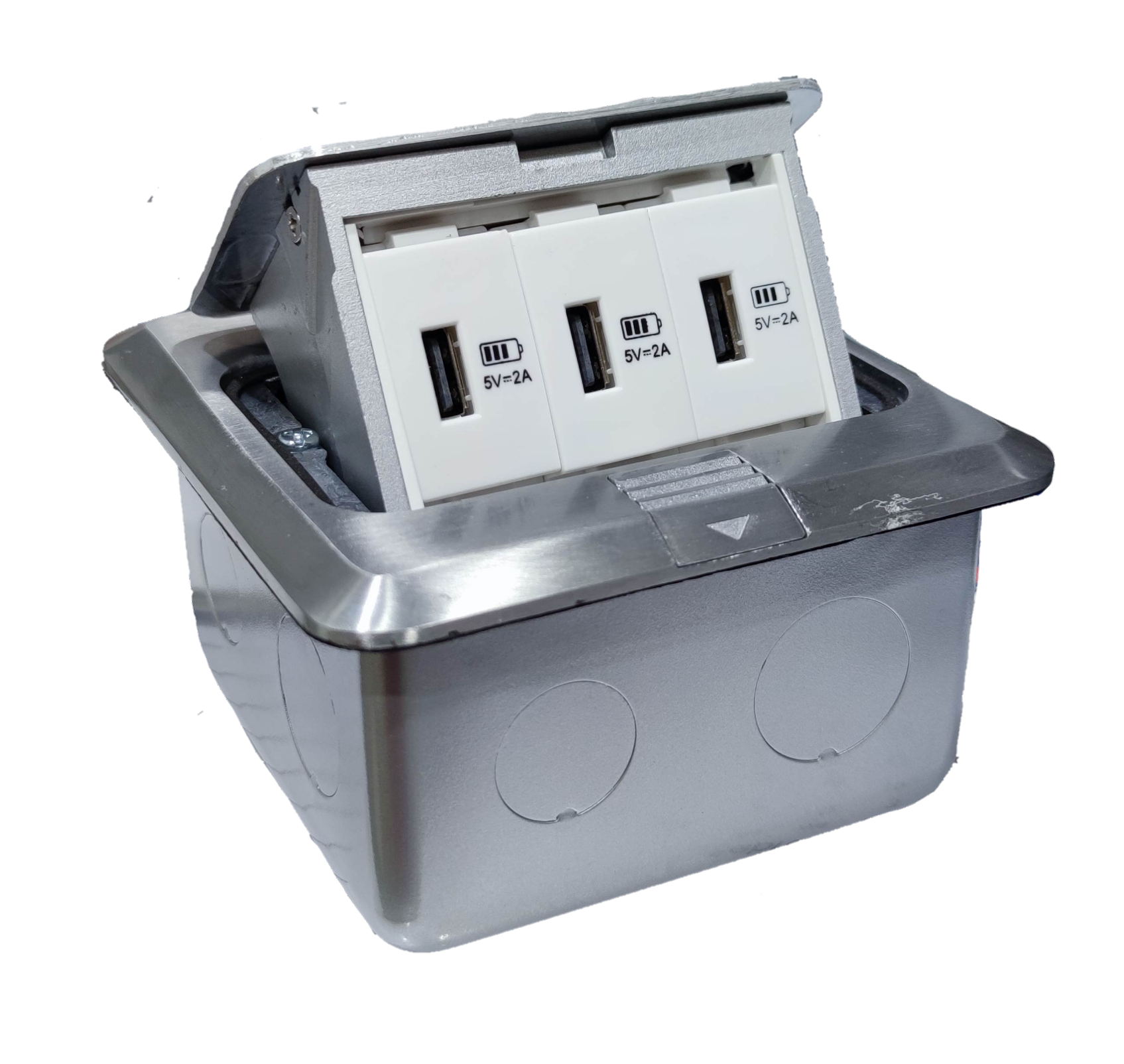 T&J Pop-up USB 5V 2.1A x 3 with Metal Utility Box for convenient power and charging