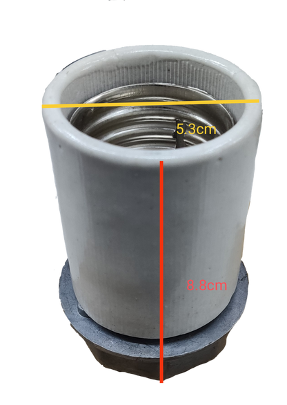 Amco porcelain E40 mogul socket with a 5.3 cm inner diameter and 8.8 cm height for lighting installations