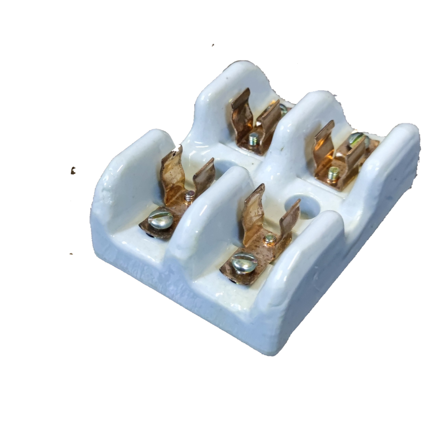 Porcelain fuse holder 30a 2 pole with durable metal connectors for reliable electrical connections