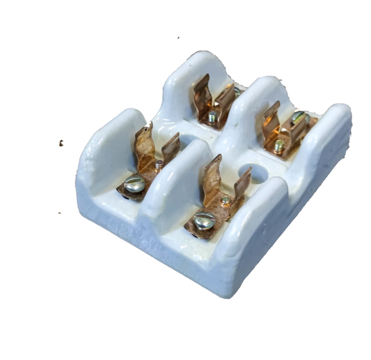 Porcelain fuse holder 30a 2 pole with durable metal connectors for reliable electrical connections