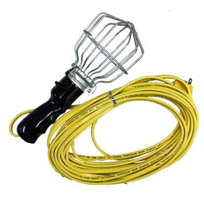 Kopez portable trouble light E27 socket with black handle and long yellow extension cord