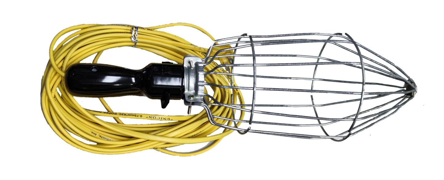 Kopez portable work light 220V E27 with protective metal cage and yellow power cord