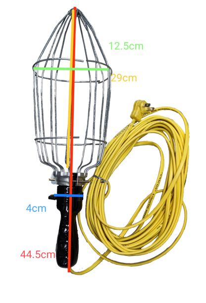 Kopez portable work light 220V E27 with protective metal cage and yellow extension cord
