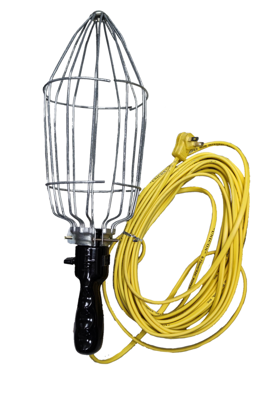 Kopez portable work light 220V E27 with protective metal cage and long yellow power cord
