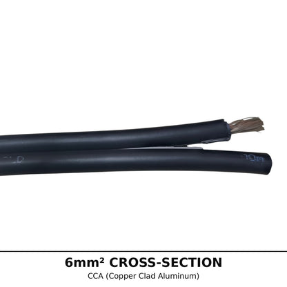 Power Gold 6mm² Twin Solar Cable cross-section labeled with CCA (Copper Clad Aluminum) conductor size
