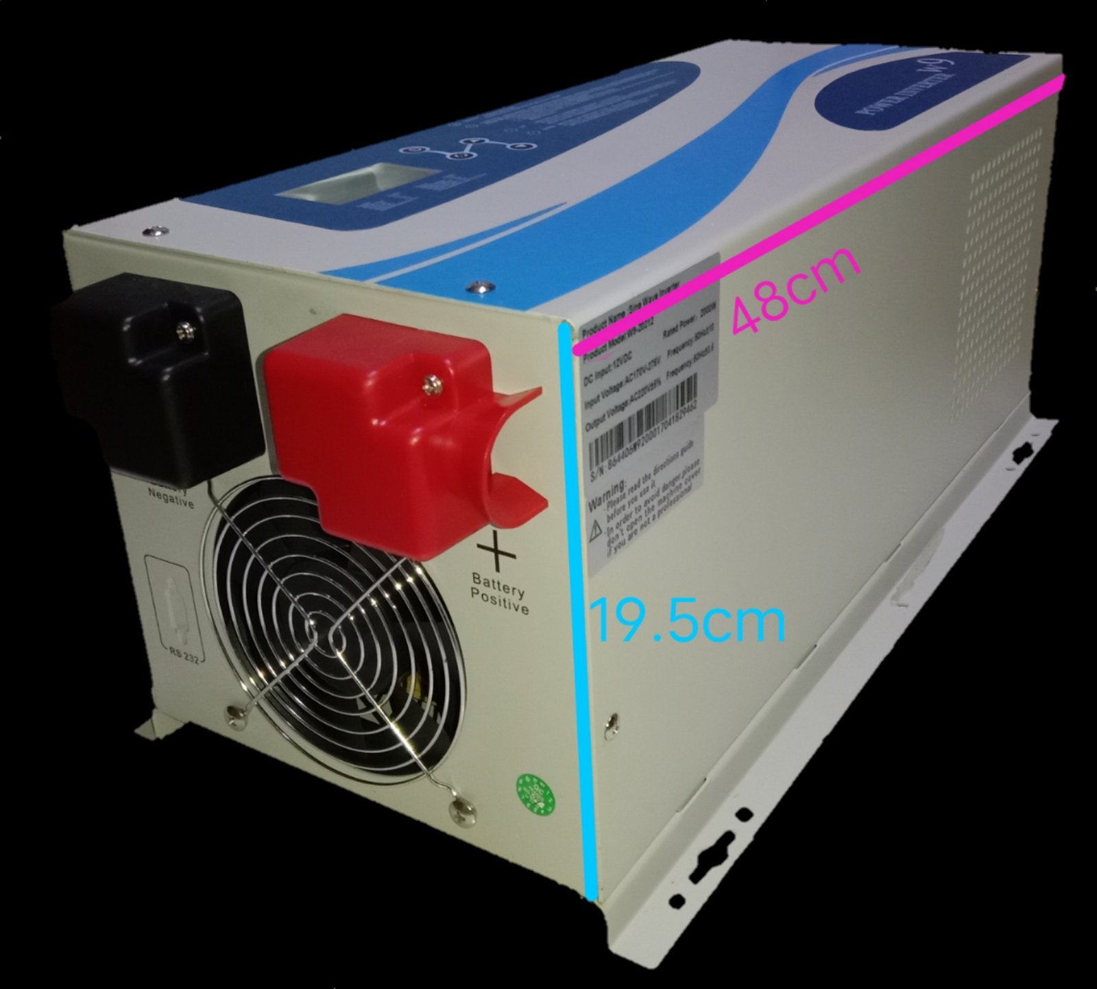 Denko 3000W Inverter 24VDC to 220V AC power converter with cooling fan and terminal covers
