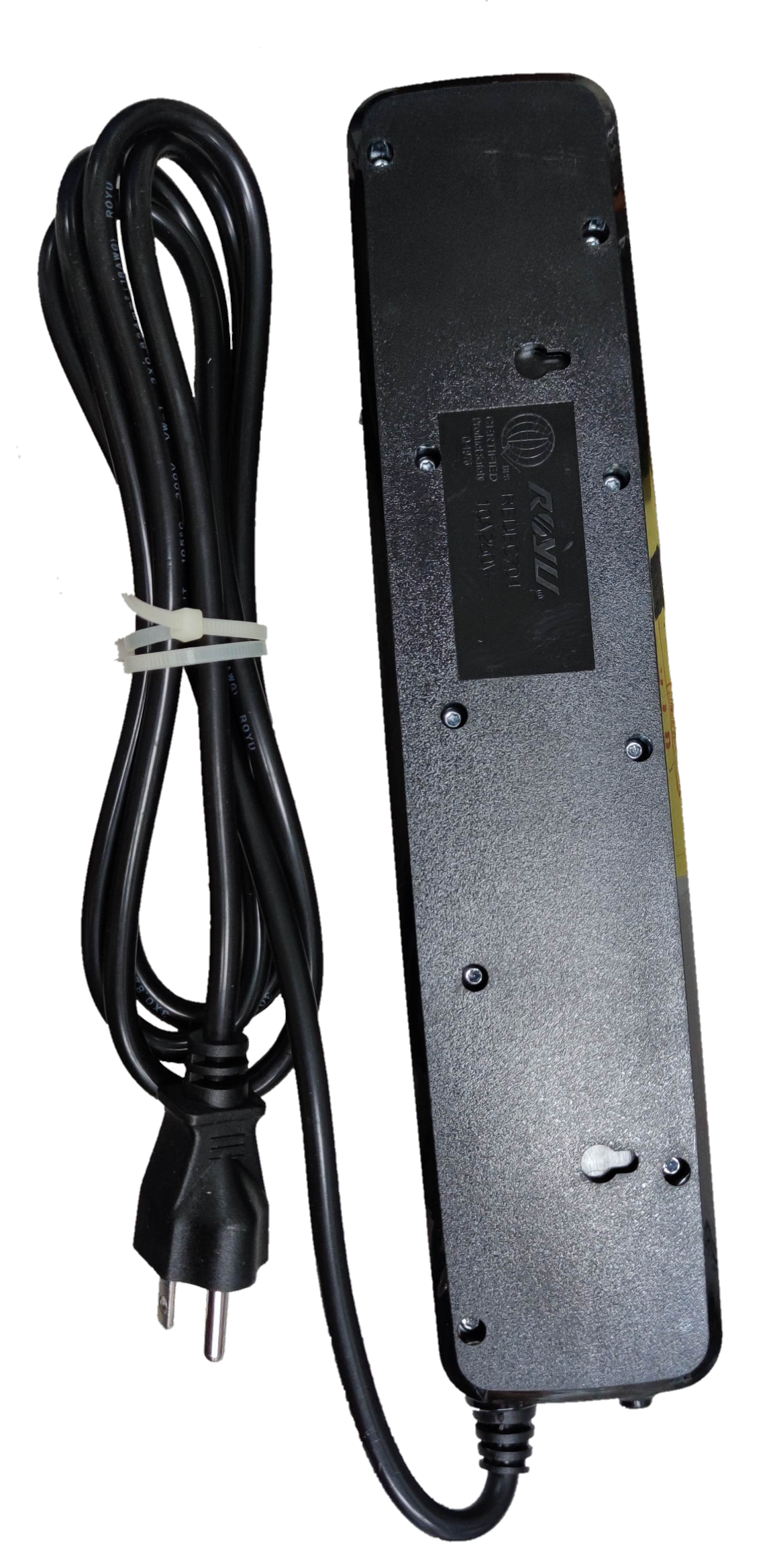 Royu power strip 4 outlets with individual switch black extension cord with plug