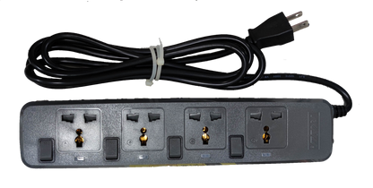 Royu power strip with 4 outlets with individual switch and black extension cord for home and office