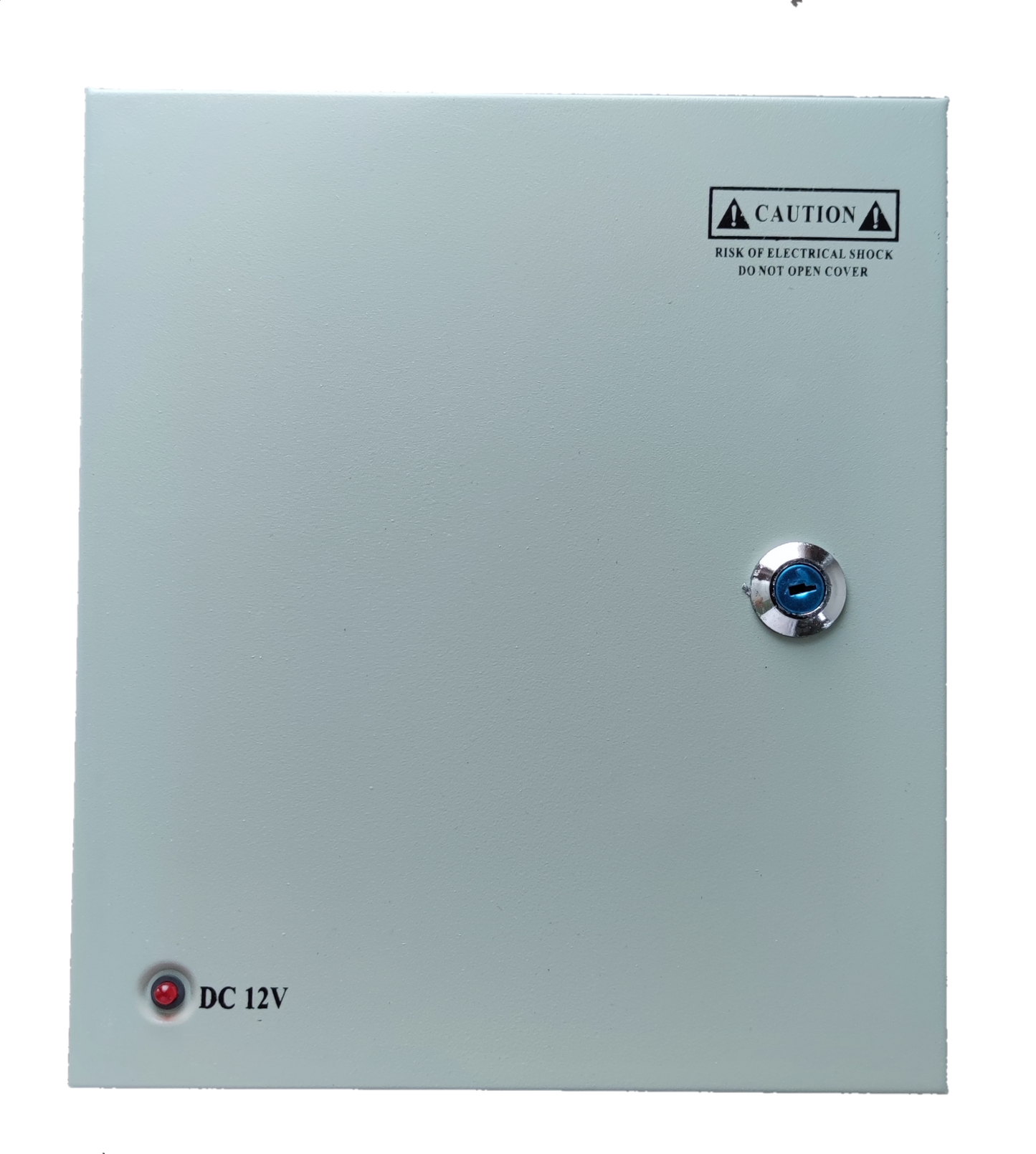 China CCTV security camera power supply box with Power Supply 12V 10A and warning label