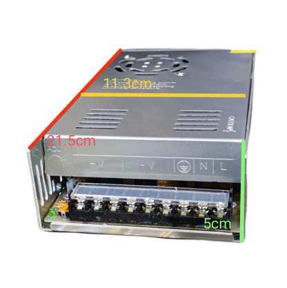 ZwitseRise Power Supply 24V 20A - 220V Input with Dimensions 21.5cm x 11.3cm x 5cm for Door Chimes