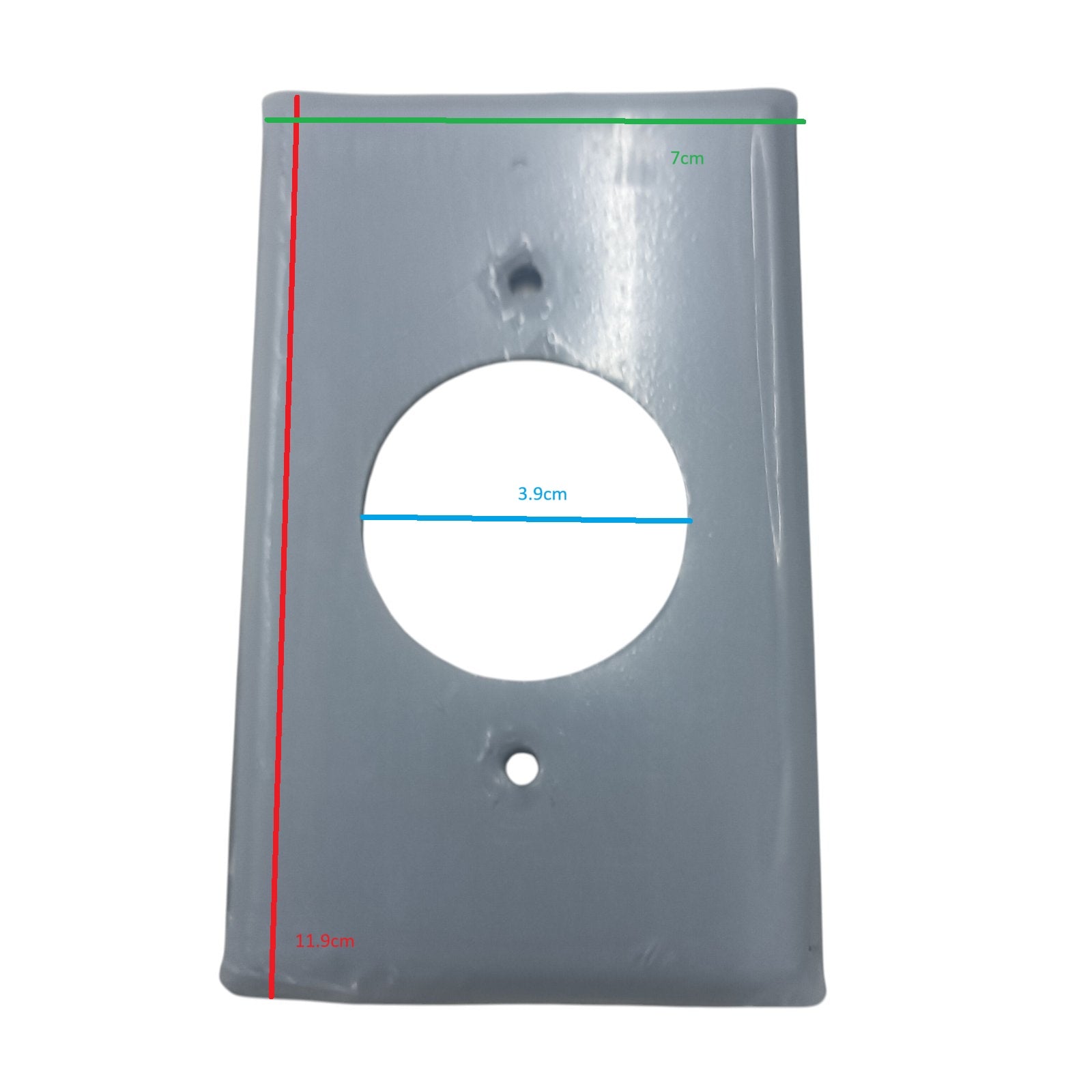 Grippes wall plate cover for 30A twist lock outlet NEMA L15 with single round cutout and screw hole