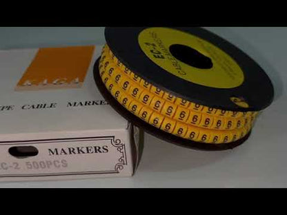 Grippes Cable Marker "6" 3.6mm to 5.2mm Color Yellow 1roll 500pcs EC-2Y
