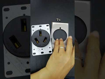 Surer 13-171 NEMA 10-50R Power Outlet, Flush Mount (50A 250V) 3P 3-Wire Non-Grounding Receptacle with SS Plate
