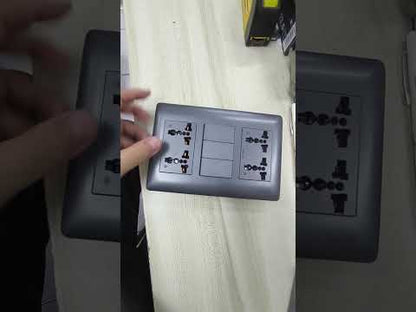 Omni 3 Gang 3 Way Switch with 4 Gang Universal Outlet with Ground Graphite Dark Gray 16A 250V DWP-119G+2XDWU-402G+3XDWS-223G