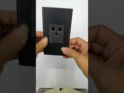 Panasonic 1-Gang Grounding Universal Outlet  16A, 250V AC Gray with Metallic Black Plate Cover